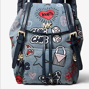 Michael Kors Beacon Small Embroider Denim Backpack